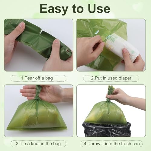 15 Refill Rolls/225 Disposable Diaper Bags with Dispenser Scented Waste Baby Poop Bags Convenient and Quick Diaper Disposal