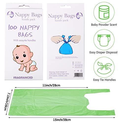1600 Count Baby Disposable Diaper Bags Scented Diaper Sacks with Tie Handle Disposal Trash Sacks Baby Poop Waste Bag Refill(Green)