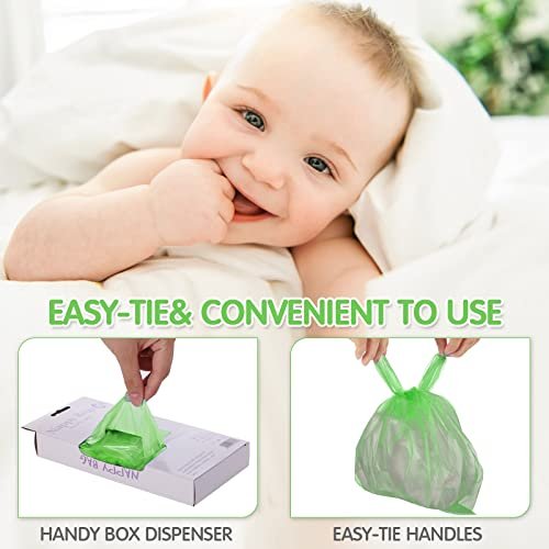 1600 Count Baby Disposable Diaper Bags Scented Diaper Sacks with Tie Handle Disposal Trash Sacks Baby Poop Waste Bag Refill(Green)