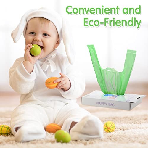 1600 Count Baby Disposable Diaper Bags Scented Diaper Sacks with Tie Handle Disposal Trash Sacks Baby Poop Waste Bag Refill(Green)