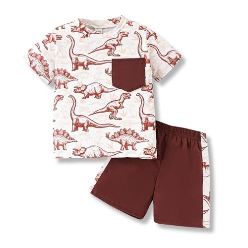 2-7 T Toddler Baby Boy Outfits Shorts Sleeve Summer Beach Cocos T Shirts + Shorts Clothing Set