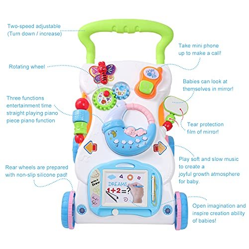 2 in 1 Sit to Stand Baby Walker with Music and Light, Push Toys for Toddlers 1-3 for Learning to Walk, Baby Walking Toys 6 to 12 Months for Infants Babies Toddlers Boys Girls