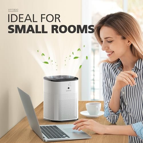 2 Pack CHIVALZ Air Purifiers for Bedroom with True HEPA Filter for Smoke, Dust, Pollen, Pet Dander, Small Air Purifiers for Home Bedroom, Quiet Air Cleaner with 24dB Sleep Mode, White & Black