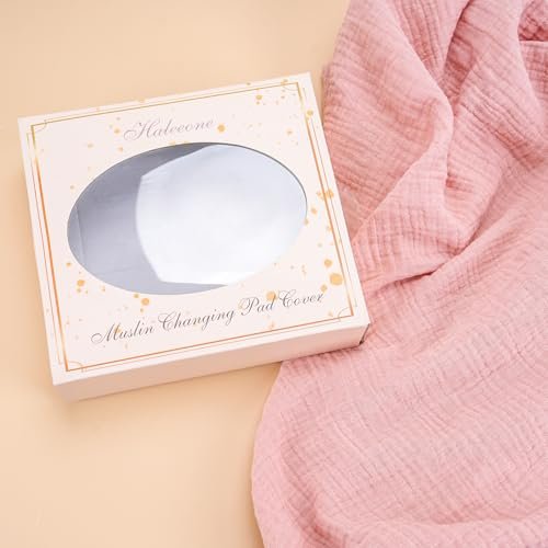 2 Pack Muslin Changing Pad Cover for Baby Girls Boys, 100% Cotton Fitted Baby Diaper Changing Table, Soft and Breathable Changing Pad Sheets, Pink
