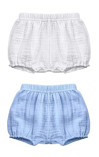 2 Pack Toddler Baby Girls Boys Summer Clothes Cotton Solid Bloomer Basic Shorts Bow Diaper Covers