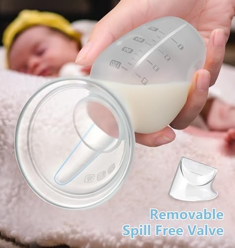 2 Sets Manual Breast Pump for Breastfeeding Essentials,Colostrum Collector with Spill Free Valve,Cap,Silicone,Clear,4oz