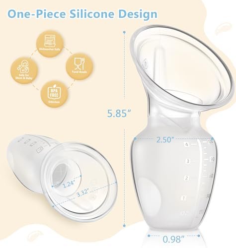 2 Sets Manual Breast Pump for Breastfeeding Essentials,Colostrum Collector with Spill Free Valve,Cap,Silicone,Clear,4oz