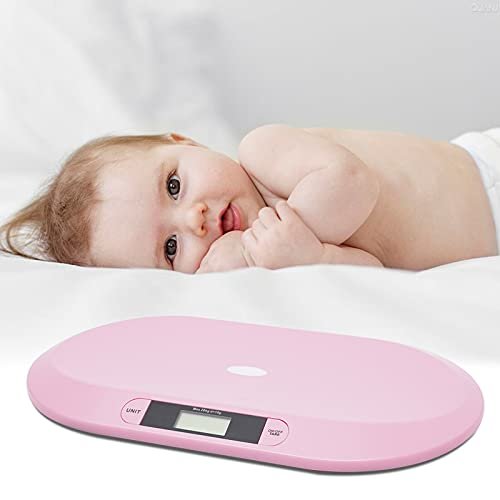 20kg/44.1lb Digital Pink Baby Electronic Scale, 44.1 Pounds Pink Baby Electronic Scale for Baby/Kitten/Puppy Kg/Lbs/St (with Towel + Ruler)