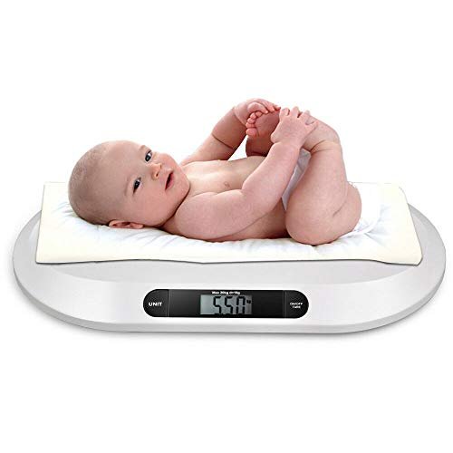 20KG/44LBS Electronic Digital Baby Weighing Scale Measure Infant/Baby/Pet Weight Accurately, Precision of 10g, Length 55cm, Large LCD Display, Weight Measure Tool White