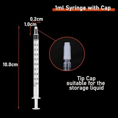 30Pcs 1ml Syringes with Caps Oral Dispenser Individually Sterile Warpped for Medicine Dropper, Colostrum Collect Feeding Pets, Measuring Liquids, Scientific Labs, Plant Watering
