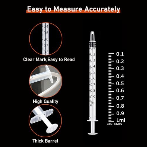 30Pcs 1ml Syringes with Caps Oral Dispenser Individually Sterile Warpped for Medicine Dropper, Colostrum Collect Feeding Pets, Measuring Liquids, Scientific Labs, Plant Watering