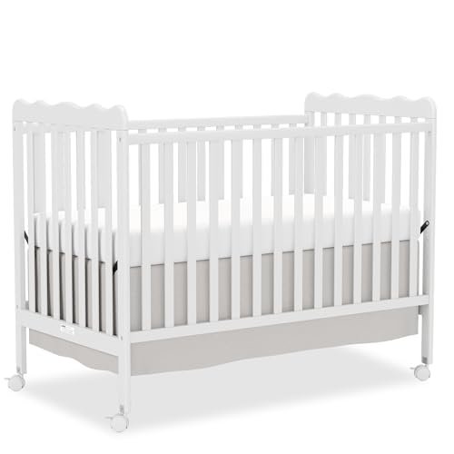 4 in 1 Convertible Baby Crib, Wooden Nursery Cribs Converts into Toddler Bed and Daybed, 3 Adjustable Base, Non-Toxic Finishes, Removable Wheels (White)