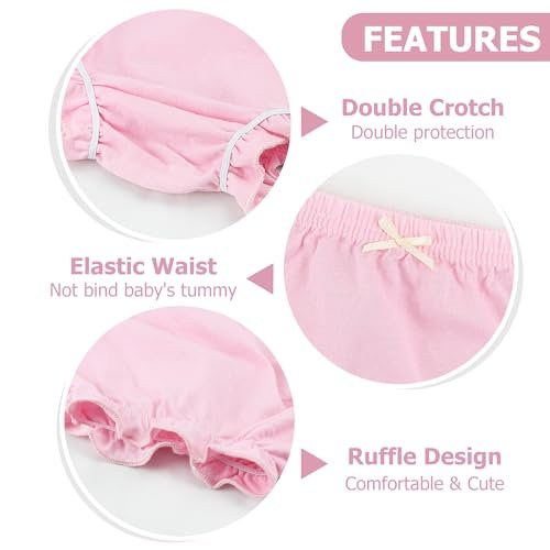 4 Pcs Baby Bloomers for Toddler Girls Newborn Diaper Covers for Girls Cotton Briefs Shorts Underwear