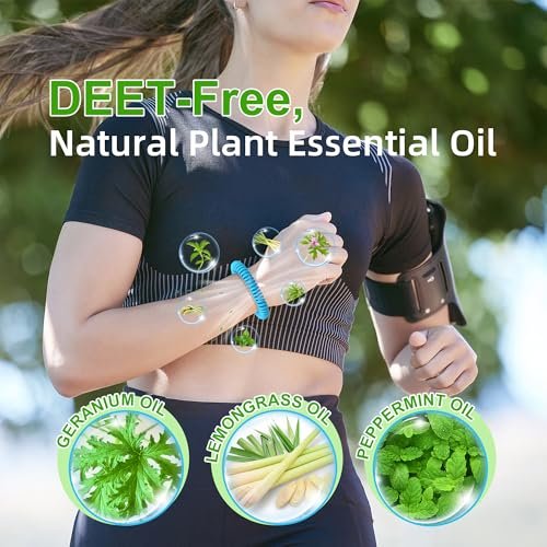 48 Pack Mosquito Repellent Bracelets, Individually Wrapped, DEET Free, Natural and Waterproof Bands