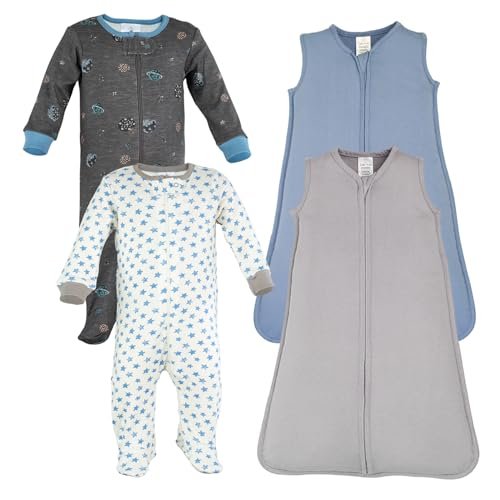 4Pc Comfy Cozy Set - 2 Sleep Sack & 2 Footed Pajamas, Super Soft Baby Clothes, Sleepwear Set