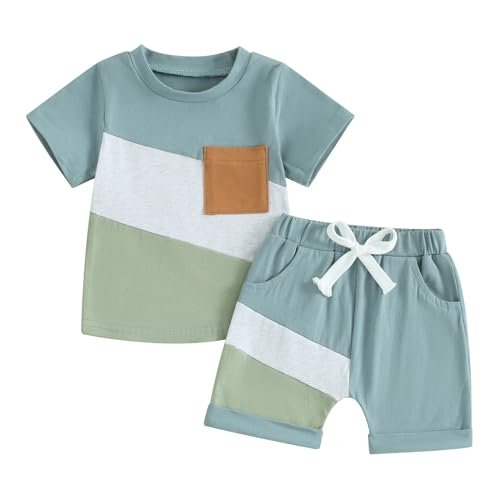 4th of July Baby Boy Outfit USA Flag Short Sleeve Shirt Elastic Shorts 2Pcs Toddler Boys Fourth of July Outfits