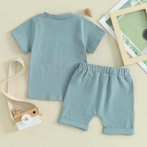 4th of July Baby Boy Outfit USA Flag Short Sleeve Shirt Elastic Shorts 2Pcs Toddler Boys Fourth of July Outfits