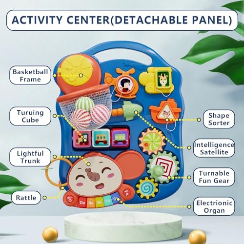 5 in 1 Baby Push Walker for Baby Boy, Activity Center Learning to Walk, Sit to Stand, Early Learning Push Toys for Infant 12 Months, Walking Toys Gift for Toddler Boys, Blue