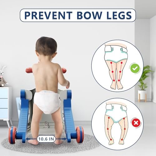5 in 1 Baby Push Walker for Baby Boy, Activity Center Learning to Walk, Sit to Stand, Early Learning Push Toys for Infant 12 Months, Walking Toys Gift for Toddler Boys, Blue
