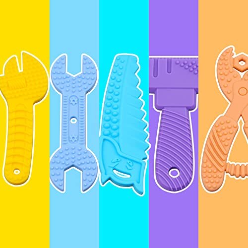 5PCS Baby Teething Toys - Silicone Sensory Teether Toys for 0-6 Month Olds, BPA Free