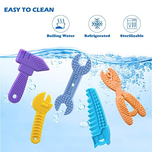 5PCS Baby Teething Toys - Silicone Sensory Teether Toys for 0-6 Month Olds, BPA Free