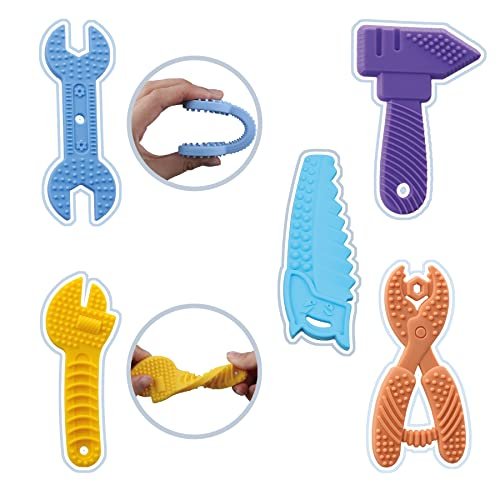 5PCS Baby Teething Toys - Silicone Sensory Teether Toys for 0-6 Month Olds, BPA Free