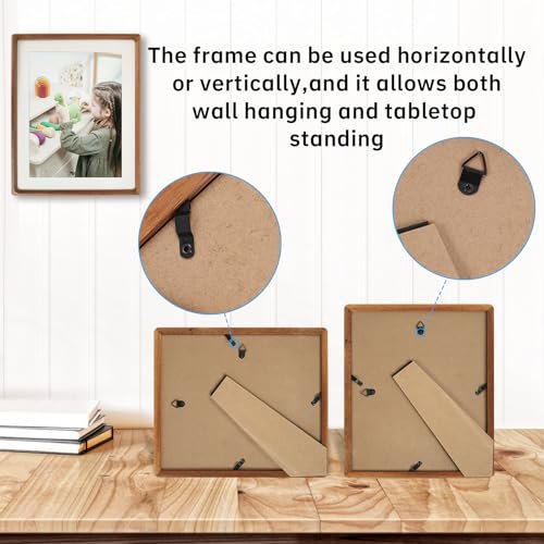 5x7 Picture Frame Set of 2 Natural Wood Photo Frames Display Pictures 4x6 with Mat or 5x7 without Mat Multi Photo Frames Collage for Wall or Tabletop Decor