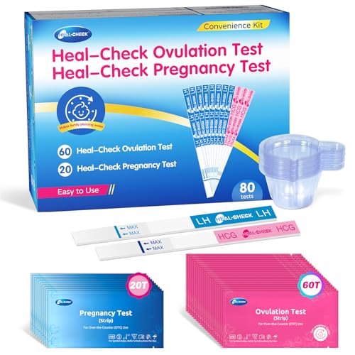 60 Ovulation and 20 Pregnancy Tests Strips with 80 Urine Cups, Fertility for Women TTC, Easy to Use at Home, Over 99% Accuracy, Individually Wrapped, FSA HSA Eligible