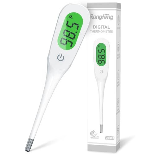 8 Seconds Digital Oral Thermometer for Adults and Kids, Accurate Baby Thermometer with Fever Alarm and 3 Color Backlit Medical Basal Thermometer for Rectal, Underarm