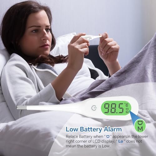 8 Seconds Digital Oral Thermometer for Adults and Kids, Accurate Baby Thermometer with Fever Alarm and 3 Color Backlit Medical Basal Thermometer for Rectal, Underarm