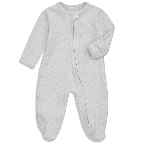 Aablexema Baby Footie Pajama with Mitten Cuffs, Double Zipper Infant Cotton clothes Sleeper Pjs, Footed Sleep Play