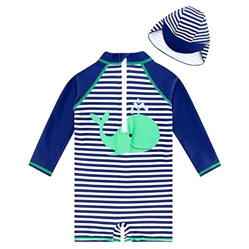 ADUKIDE Baby Boys Swimsuit Summer Beach Rash Guard Swimwear One Piece Sunsuit with Sun Hat 3-24 Months