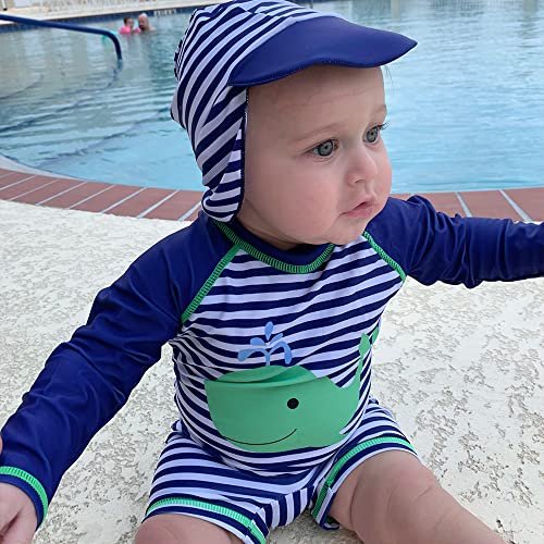 ADUKIDE Baby Boys Swimsuit Summer Beach Rash Guard Swimwear One Piece Sunsuit with Sun Hat 3-24 Months