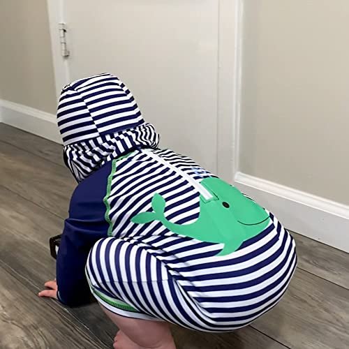 ADUKIDE Baby Boys Swimsuit Summer Beach Rash Guard Swimwear One Piece Sunsuit with Sun Hat 3-24 Months