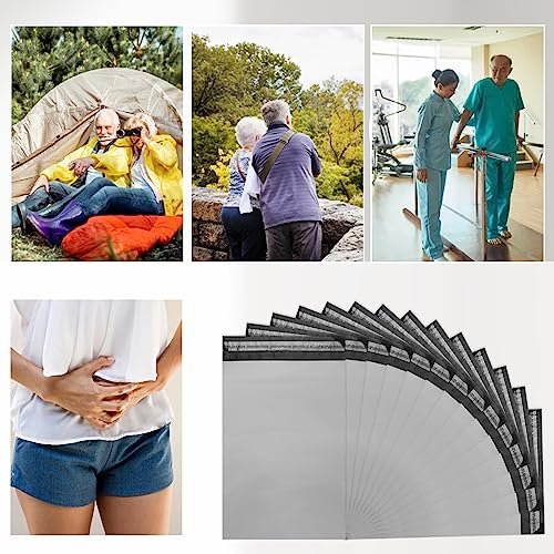 Adult Diaper Disposal Bags Pack of 200,Gray Adult Diapers Disposable Bags 9.84 x 13.78inches Opaque Incontinence Pad Disposal Bags for Adult Diapers,Incontinence Underwear (with 2pcs Storage Bag)