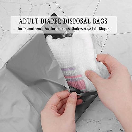 Adult Diaper Disposal Bags Pack of 200,Gray Adult Diapers Disposable Bags 9.84 x 13.78inches Opaque Incontinence Pad Disposal Bags for Adult Diapers,Incontinence Underwear (with 2pcs Storage Bag)