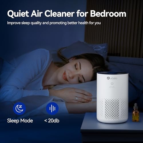 Air Purifiers for Bedroom up to 588 Ft², 20dB Bedroom Air Purifier for Small Room Removes Dust Pets Hair Smoke Odor with Aromatherapy Function(White)