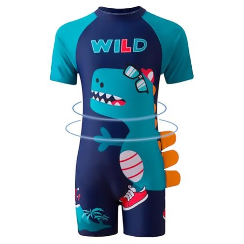 AIWUHE Toddler Boys Swimsuits One Piece Rash Guard Swimwear Zipper Bathing Suit UPF50+ with Hat Dinosaur Swimsuit Set
