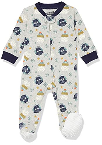 Amazon Essentials Disney | Marvel | Star Wars Unisex Babies' and Toddlers' Snug-Fit Cotton Footed Pajamas, Multipacks