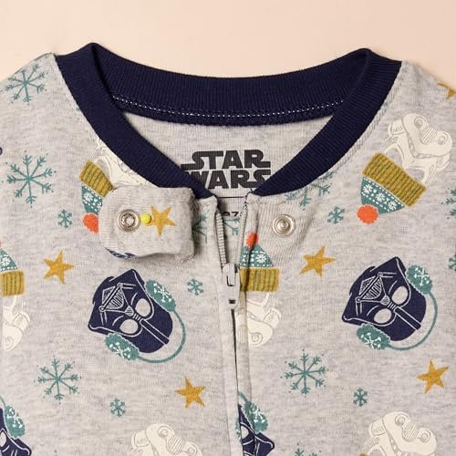 Amazon Essentials Disney | Marvel | Star Wars Unisex Babies' and Toddlers' Snug-Fit Cotton Footed Pajamas, Multipacks