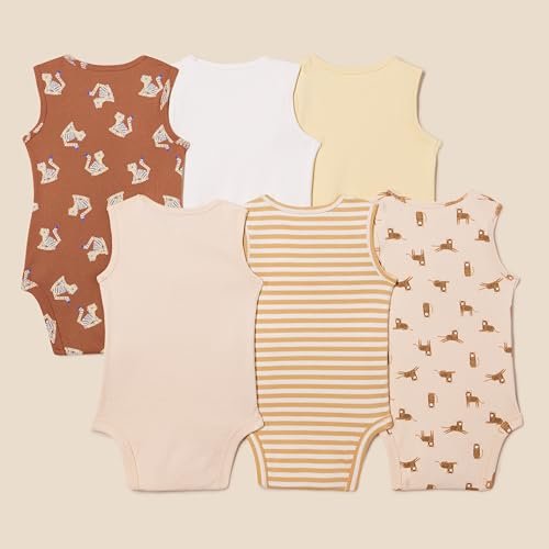 Amazon Essentials Unisex Babies' Sleeveless Bodysuits, Pack of 6