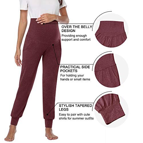 AMPOSH Women's Maternity Pants Stretchy Lounge Workout Pants Casual Loose Comfy Pregnancy Joggers with Pockets