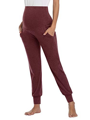 AMPOSH Women's Maternity Pants Stretchy Lounge Workout Pants Casual Loose Comfy Pregnancy Joggers with Pockets