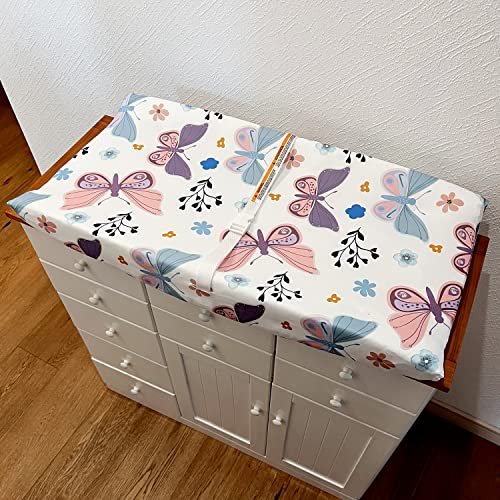 AMROSE 3 Pack Easy Care Changing Pad Covers, Ultra Soft Microfiber Diaper Change Table Sheets for Baby Girls, Floral & Butterfly & Pink