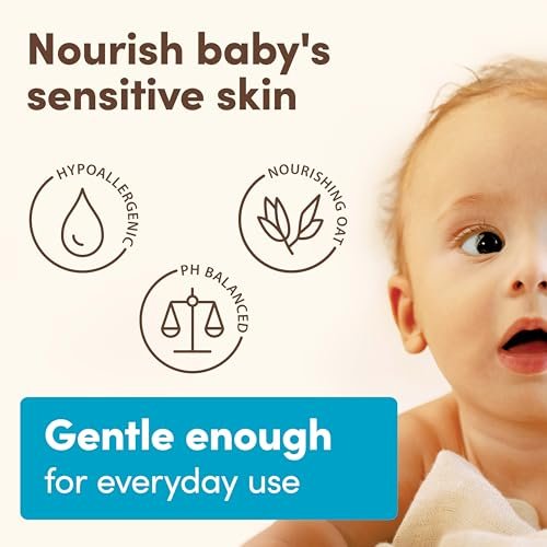 Aveeno Baby Daily Moisture Gentle Bath Wash & Shampoo with Natural Oat Extract, Hypoallergenic, Tear-Free & Paraben-Free Formula For Sensitive Hair & Skin, Lightly Scented, 33 fl. oz
