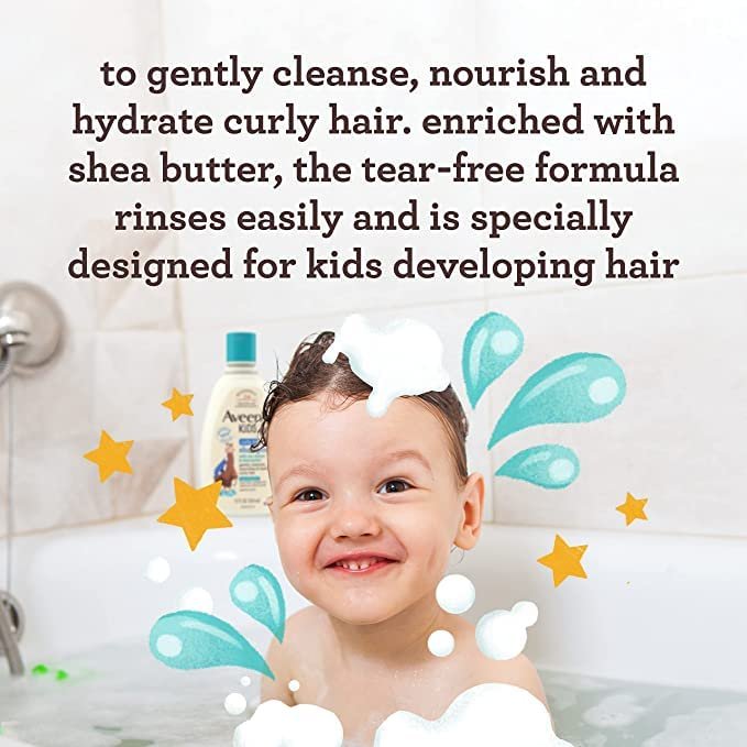 AVEENO BABY Kids Curly Hair Shampoo and Conditioner Set, 12 fl. Oz each with Oat Extract & Shea Butter, Hydrating, Hypoallergenic, Moisturizing for Defined Curls, Gentle for Kids' Developing Hair
