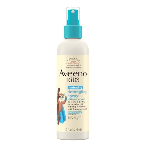 Aveeno Kids Hydrating Detangling Spray with Oat Extract, Quickly & Gently Detangles Kids' Hair, Tear-Free & Suitable for Skin & Scalp, Light Fragrance, Hypoallergenic, 10 fl. oz