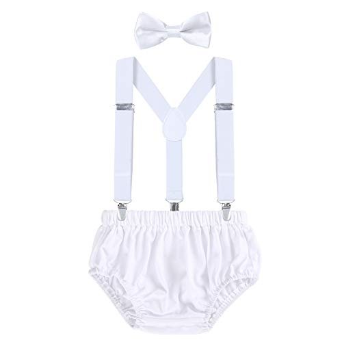 AWAYTR Baby Boys Cake Smash Outfit - First Birthday Party Suspenders Bow Tie Bloomers Set