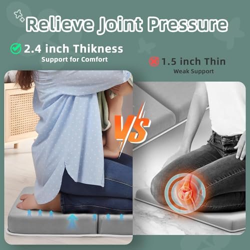 Baby Bath Kneeler and Elbow Rest Pad Set - 26'' Extra Long and 2.4'' Thick, Quick Dry Kneeling Pad for Bathing Baby with Knee & Arm Support, Foldable Non-Slip Bathtub Mat with Toys Organizer