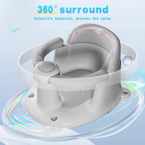 Baby Bath Seat for Babies 6 Months & Up, Bath Seats for Babies Sitting Up, 3 Baby Bath Toys, Open Design, Non-Slip, Compact Toddler Bath Seat.
